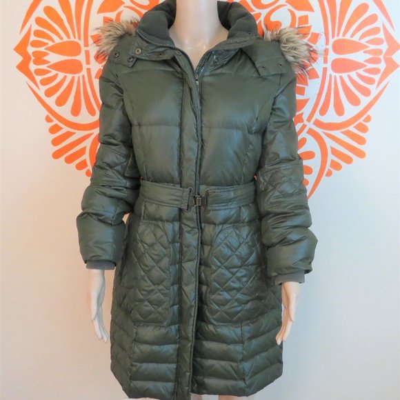 Esprit Jackets & Blazers - Esprit Green Puffy Hooded Coat With Faux Fur